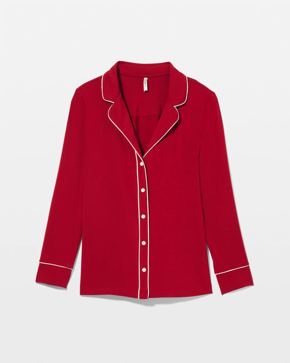 Long-Sleeve Notch Collar Pajama Top click to view larger image.