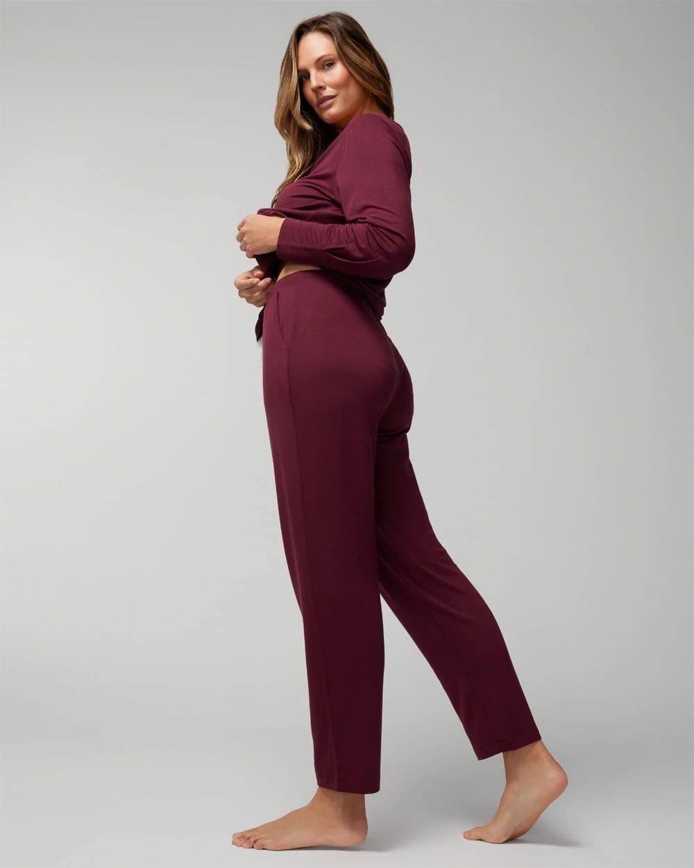 Long-Sleeve V-Neck Pajama Set
