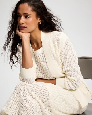Cotton Pointelle Open Sweater Wrap click to view larger image.