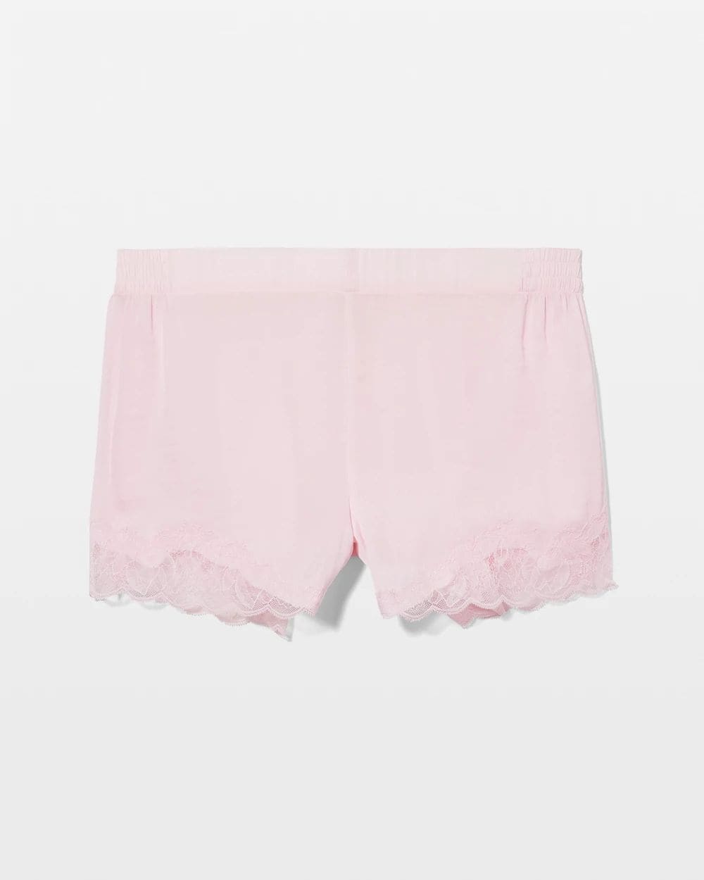 Crinkle Satin Lace Trim Pajama Shorts