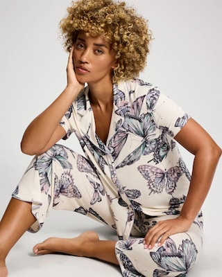 Short Sleeve Notch Collar Pajama Top click to view larger image.