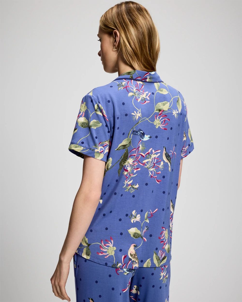 Short Sleeve Notch Collar Pajama Top click to view larger image.