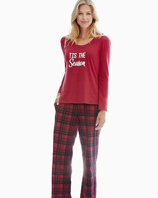 Women's Set Peace And Joy Plaid Red