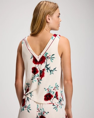 Piped Notch Collar Pajama Tank Top click to view larger image.