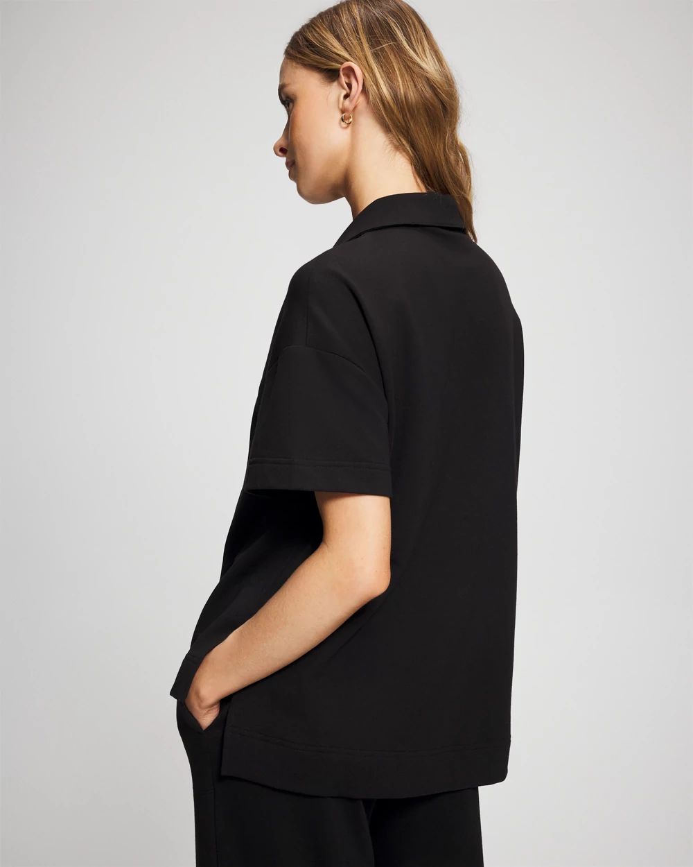 24/7 by Soma Essential Terry Quarter Zip Short Sleeve Sweatshirt