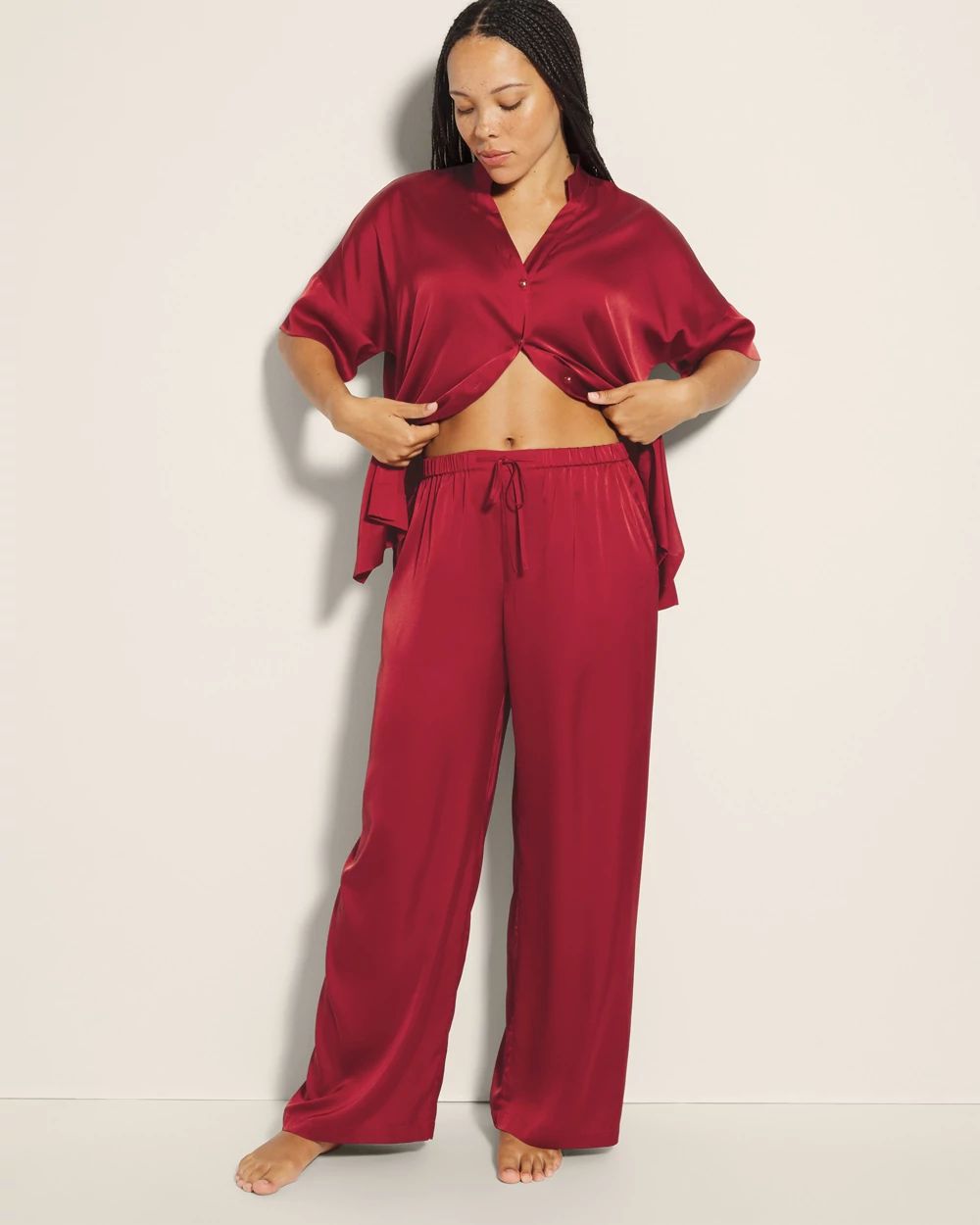Satin Wide-Leg Pajama Pants