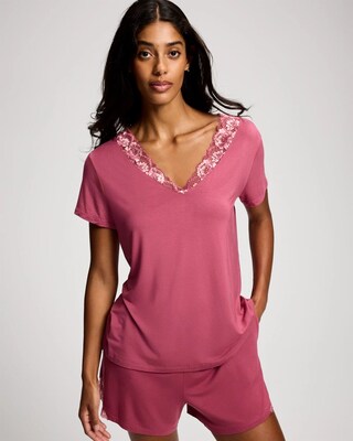 Romantic Lace Short Sleeve Pajama Top