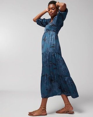 V-Neck Tiered Maxi Bra Dress