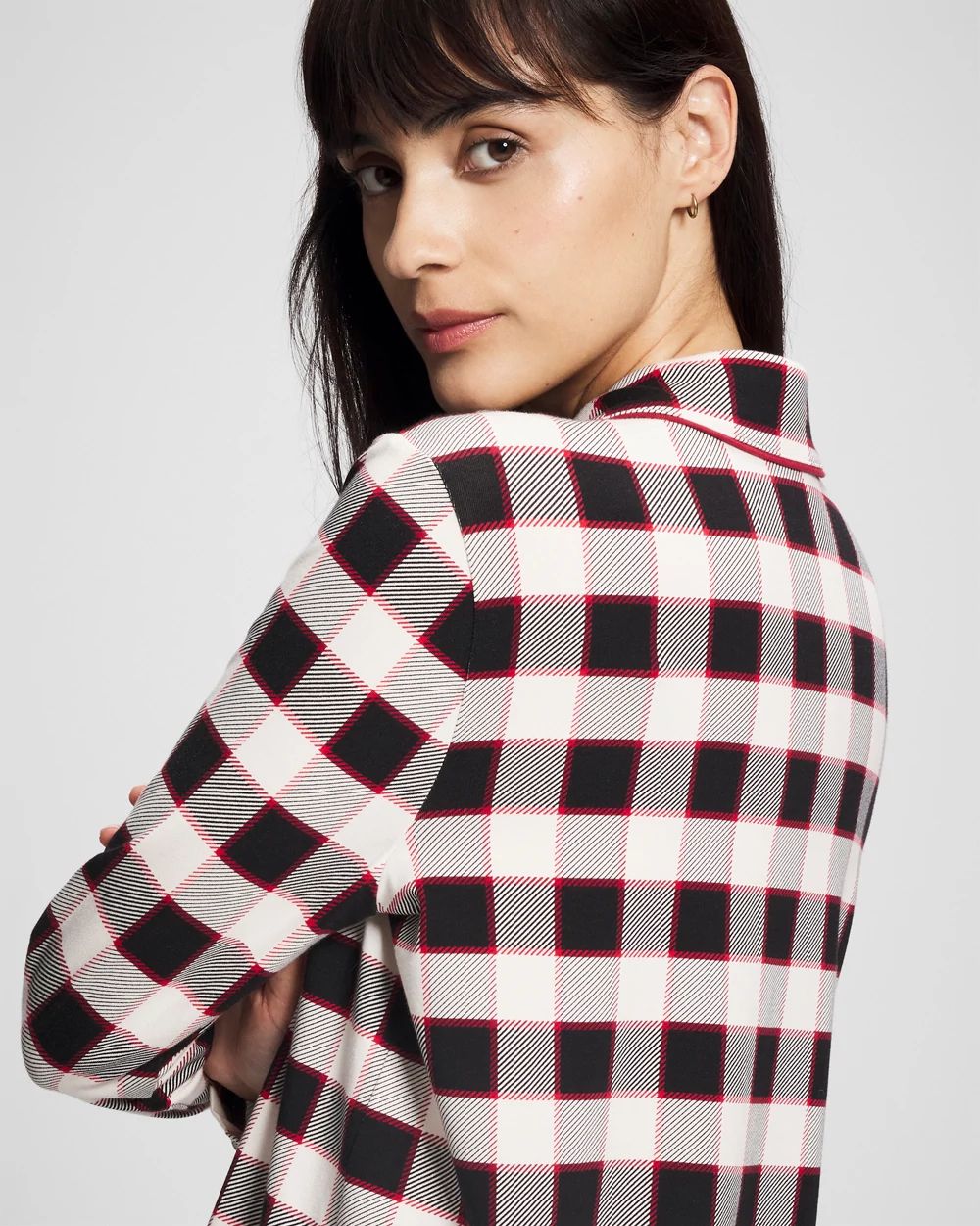 Long-Sleeve Notch Collar Pajama Top click to view larger image.