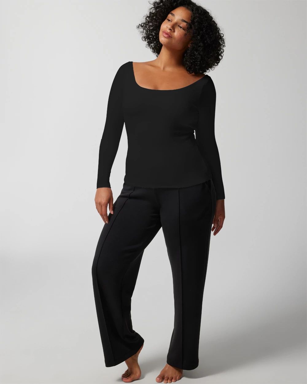 Long-Sleeve Scoop-Neck Bra Top click to view larger image.