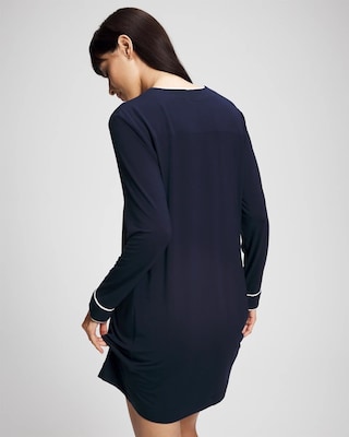 Piped Long-Sleeve Sleepshirt click to view larger image.