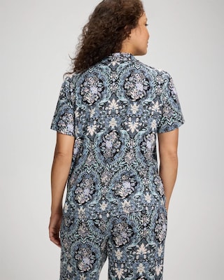 Short Sleeve Notch Collar Pajama Top click to view larger image.