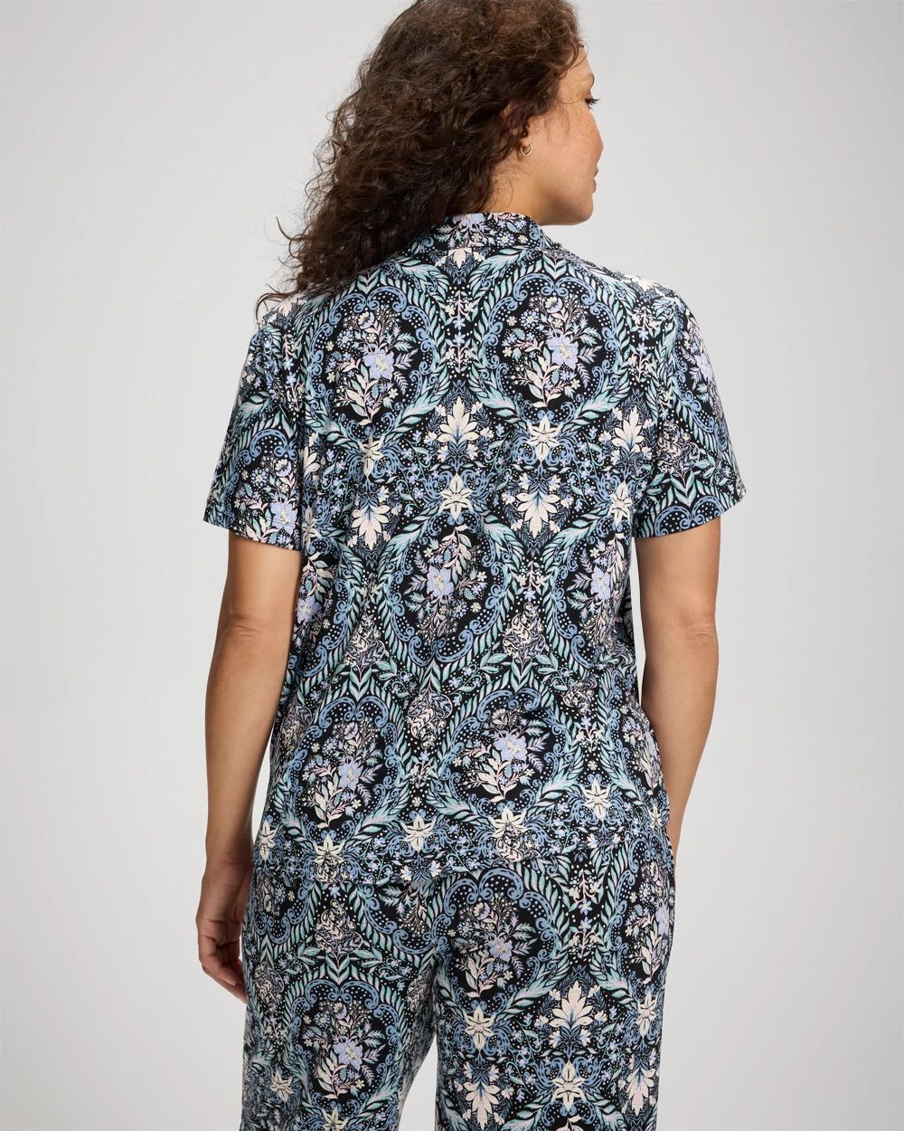 Cool Nights Short Sleeve Notch Collar Pajama Top