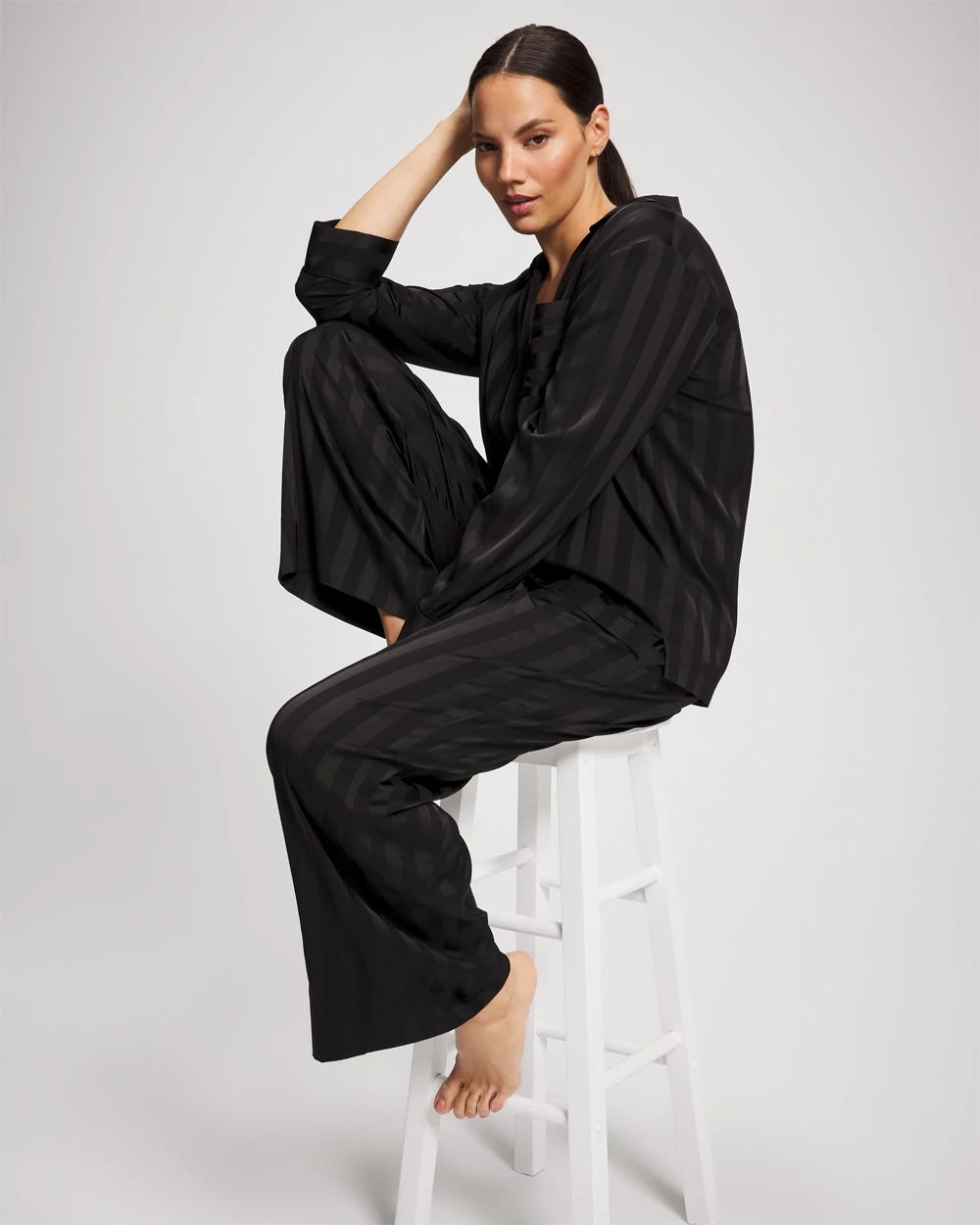 Satin Shadow Stripe Pajama Pant