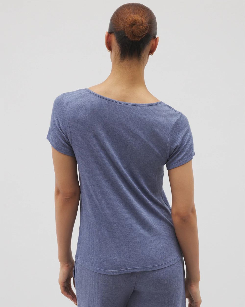 Lightweight Rib Knit Short Sleeve Pajama Tee