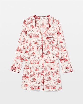 Piped Long-Sleeve Sleepshirt click to view larger image.