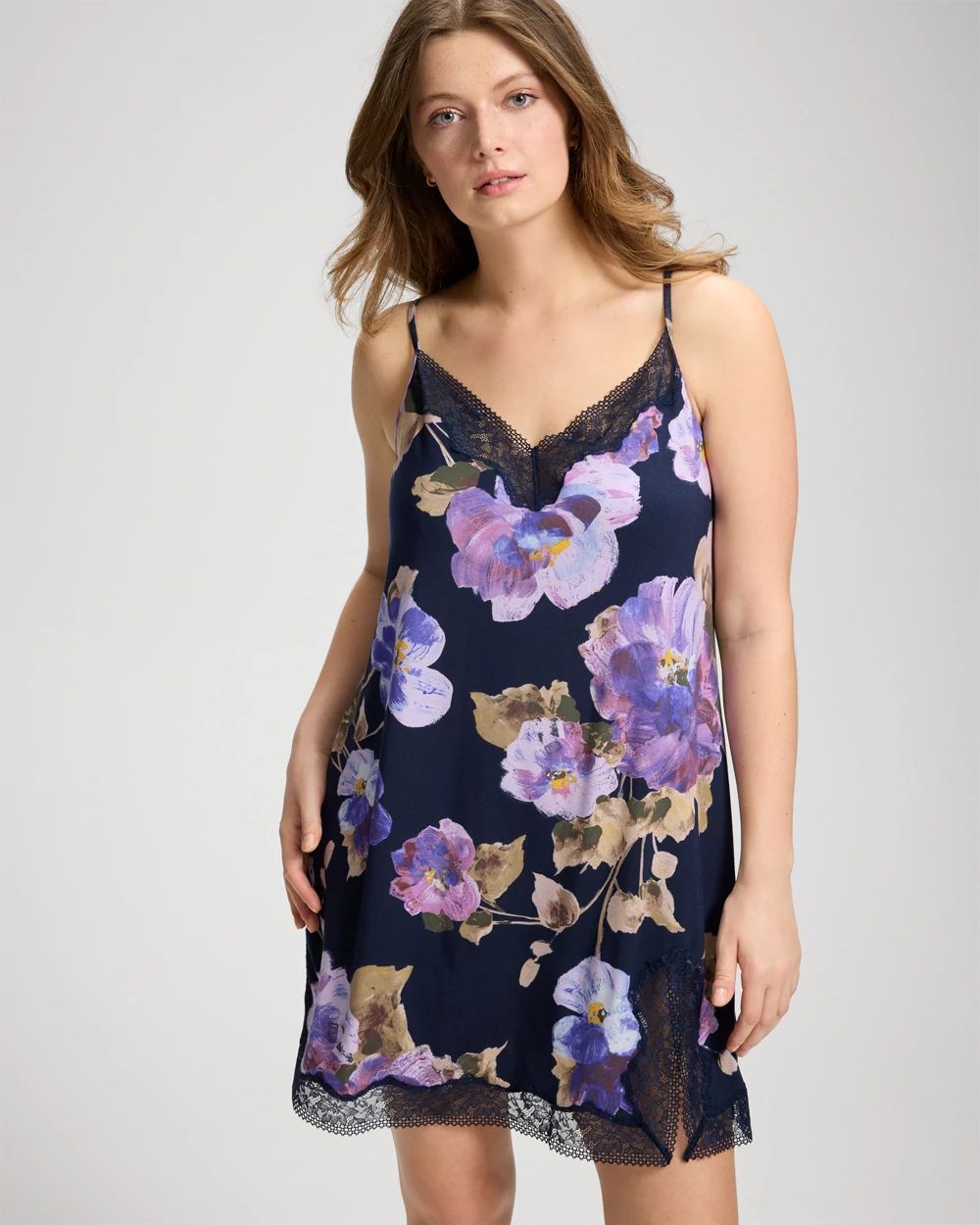 Cool Nights Bold Floral Lace Chemise