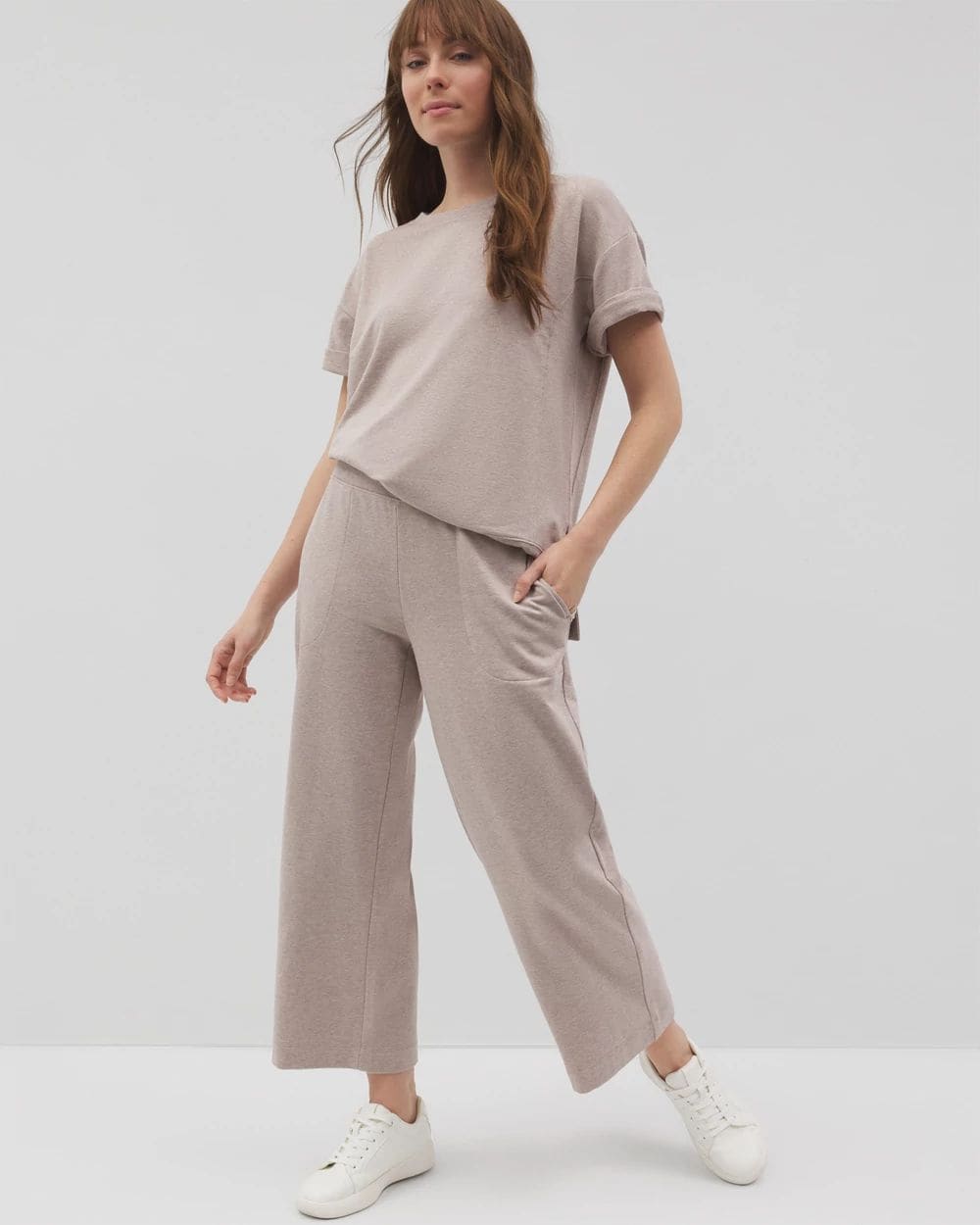 Essential Terry Wide Leg Crop Pant