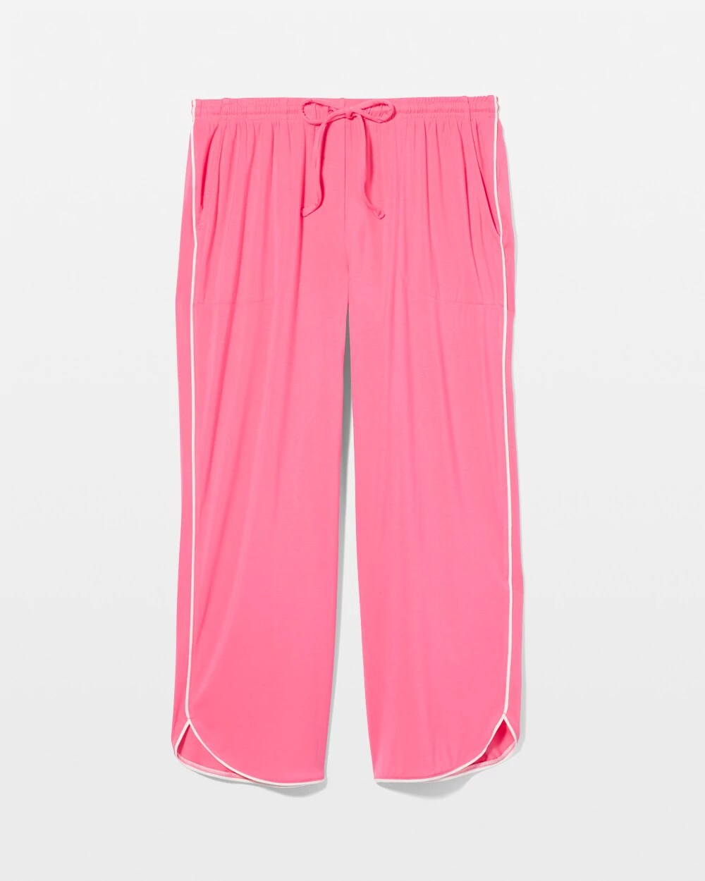 Solid Piped Crop Pajama Pant