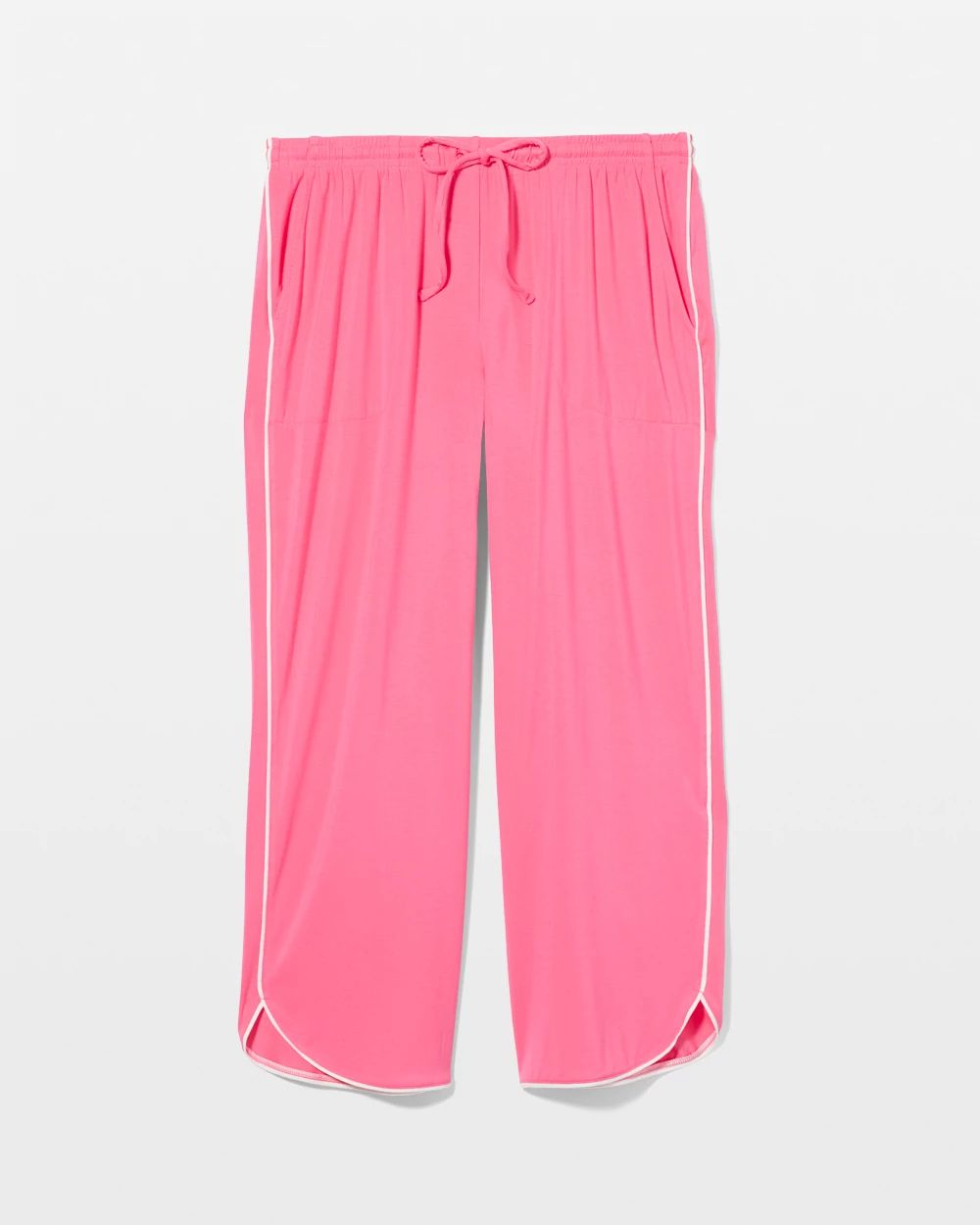 Cool Nights Solid Piped Crop Pajama Pant