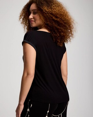 Satin Trim Relaxed Pajama Tee click to view larger image.