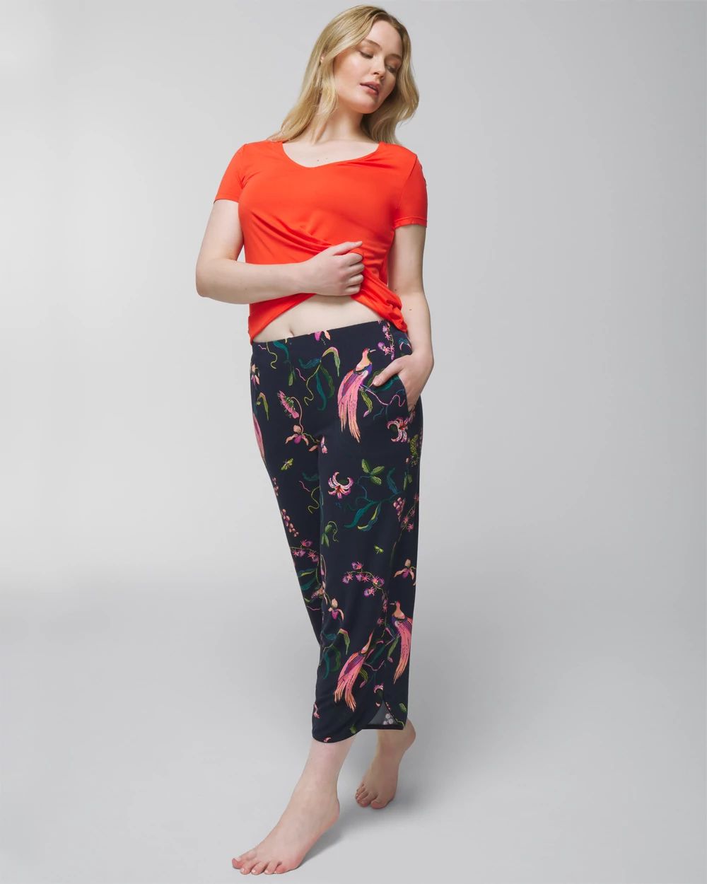 Cropped Pajama Pants click to view larger image.