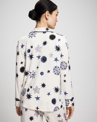 Cool Nights Long Sleeve Notch Collar with Piped Placket Pajama Top click to view larger image.