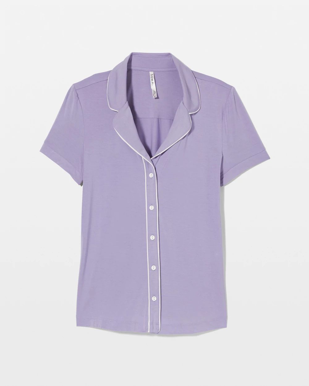 Cool Nights Solid Short Sleeve Notch Collar Pajama Top