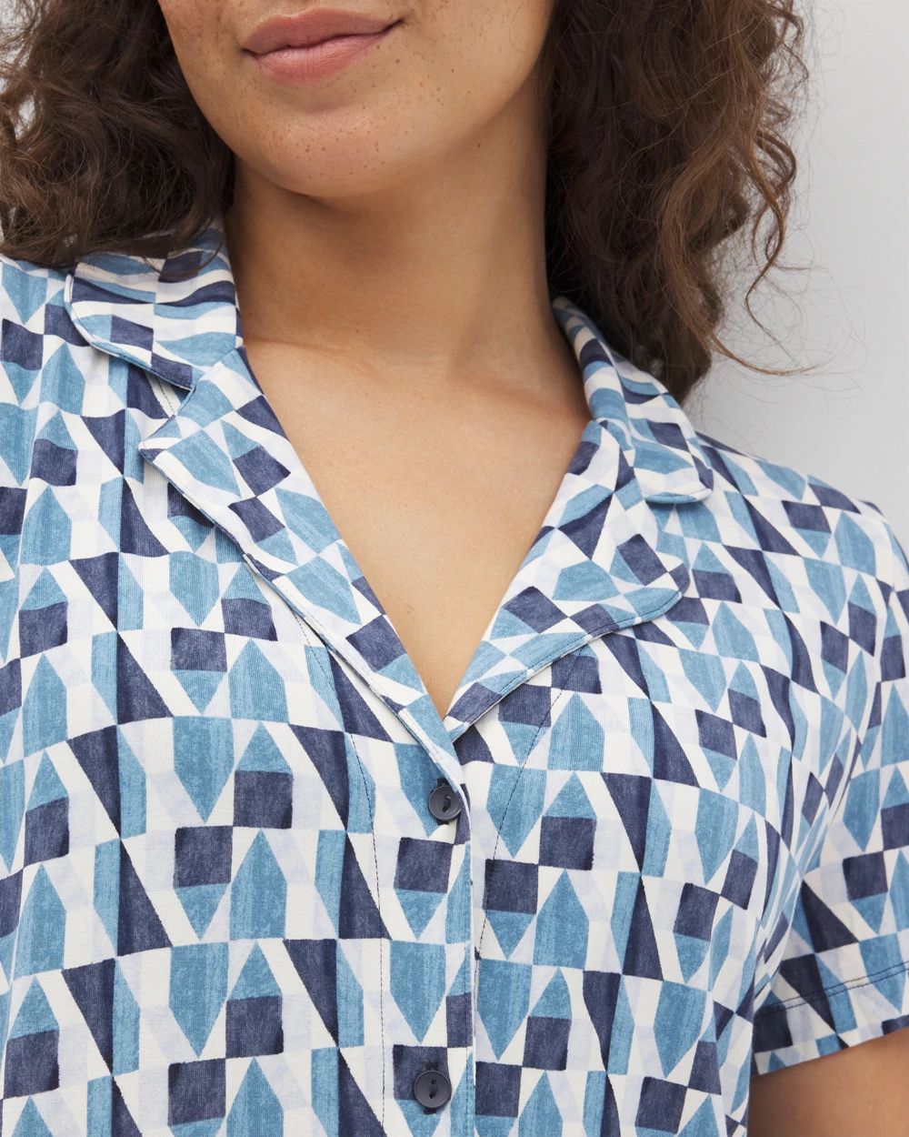 Cool Nights Short Sleeve Notch Collar Pajama Top