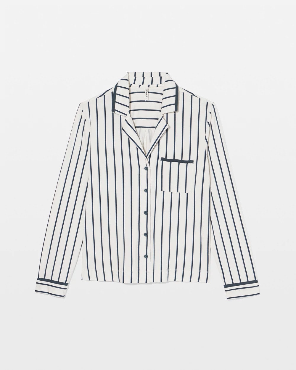Long-Sleeve Notch Collar Pajama Top
