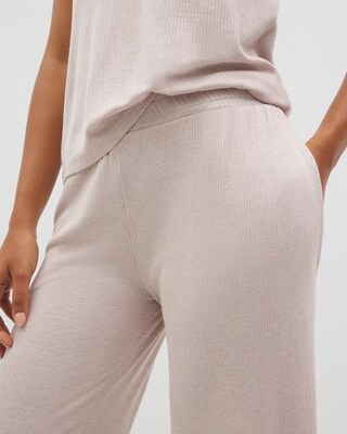 Lightweight Rib Knit Wide Leg Pajama Pants click to view larger image.