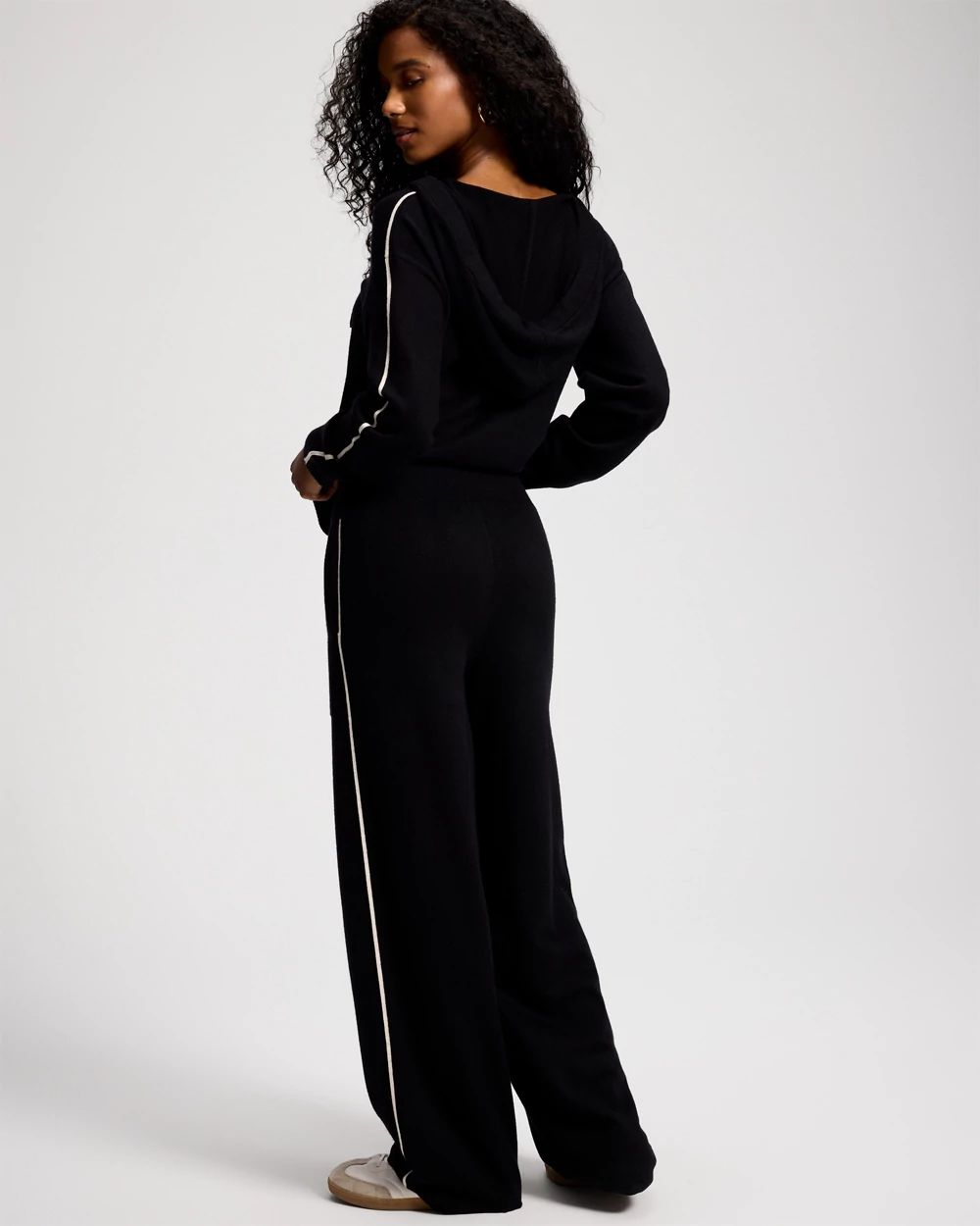 Sweater Knit Contrast Stitch Straight Leg Pants click to view larger image.
