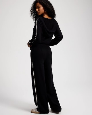 Sweater Knit Contrast Stitch Straight Leg Pants click to view larger image.