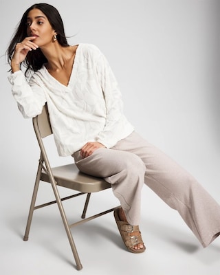 Jacquard Terry V-Neck Sweatshirt click to view larger image.