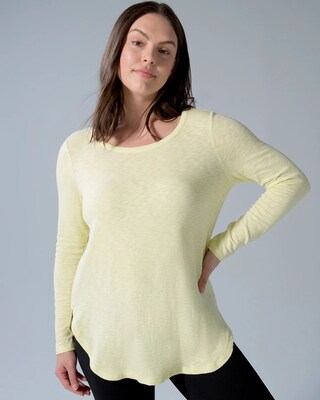 Cotton Slub Long-Sleeve Shirttail Tee