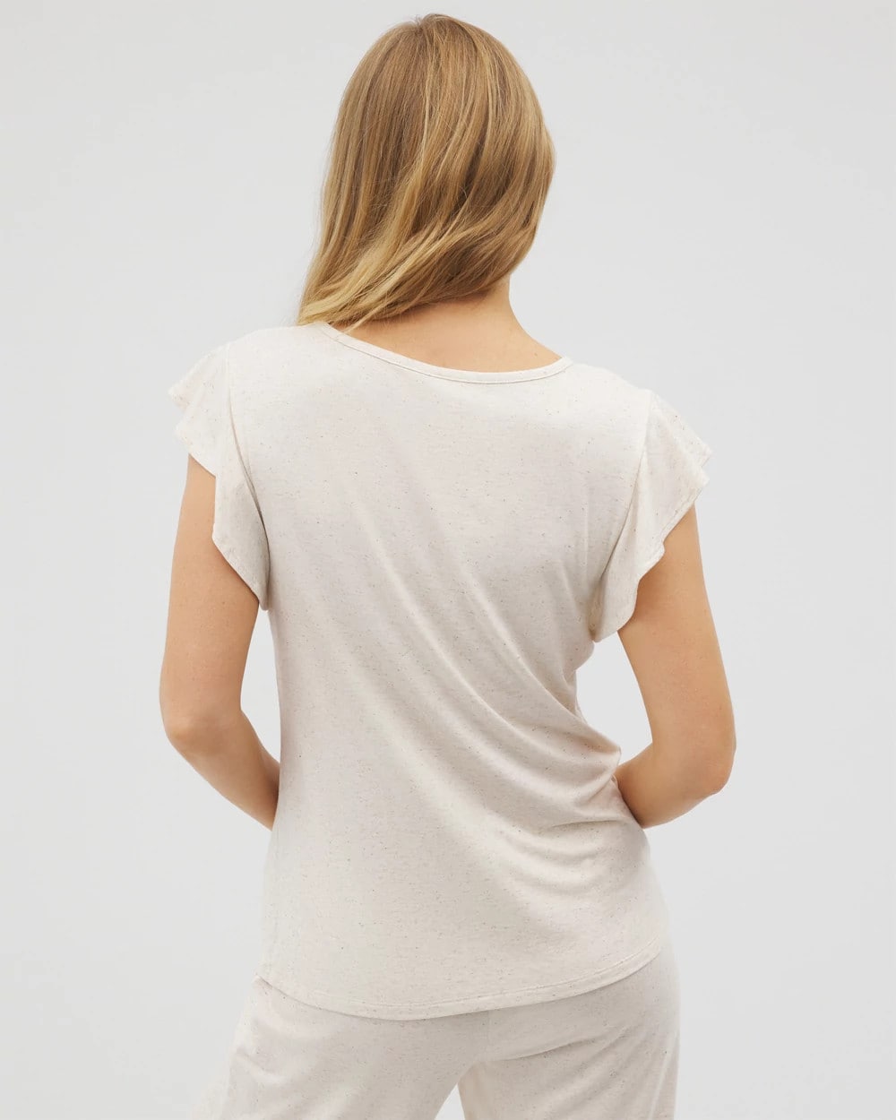 Slub Short Sleeve Ruffle Pajama Tee