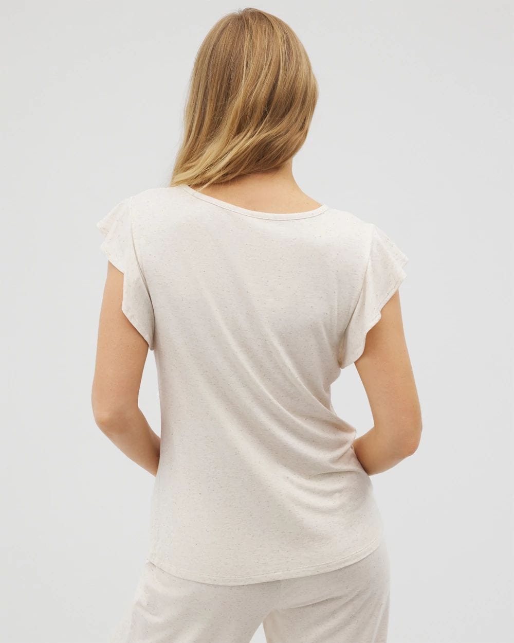 Slub Short Sleeve Ruffle Pajama Tee click to view larger image.