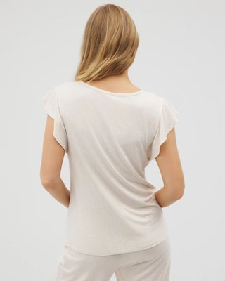 Slub Short Sleeve Ruffle Pajama Tee click to view larger image.