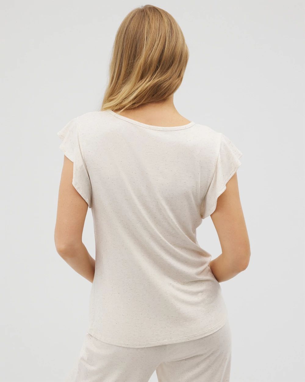 Slub Short Sleeve Ruffle Pajama Tee