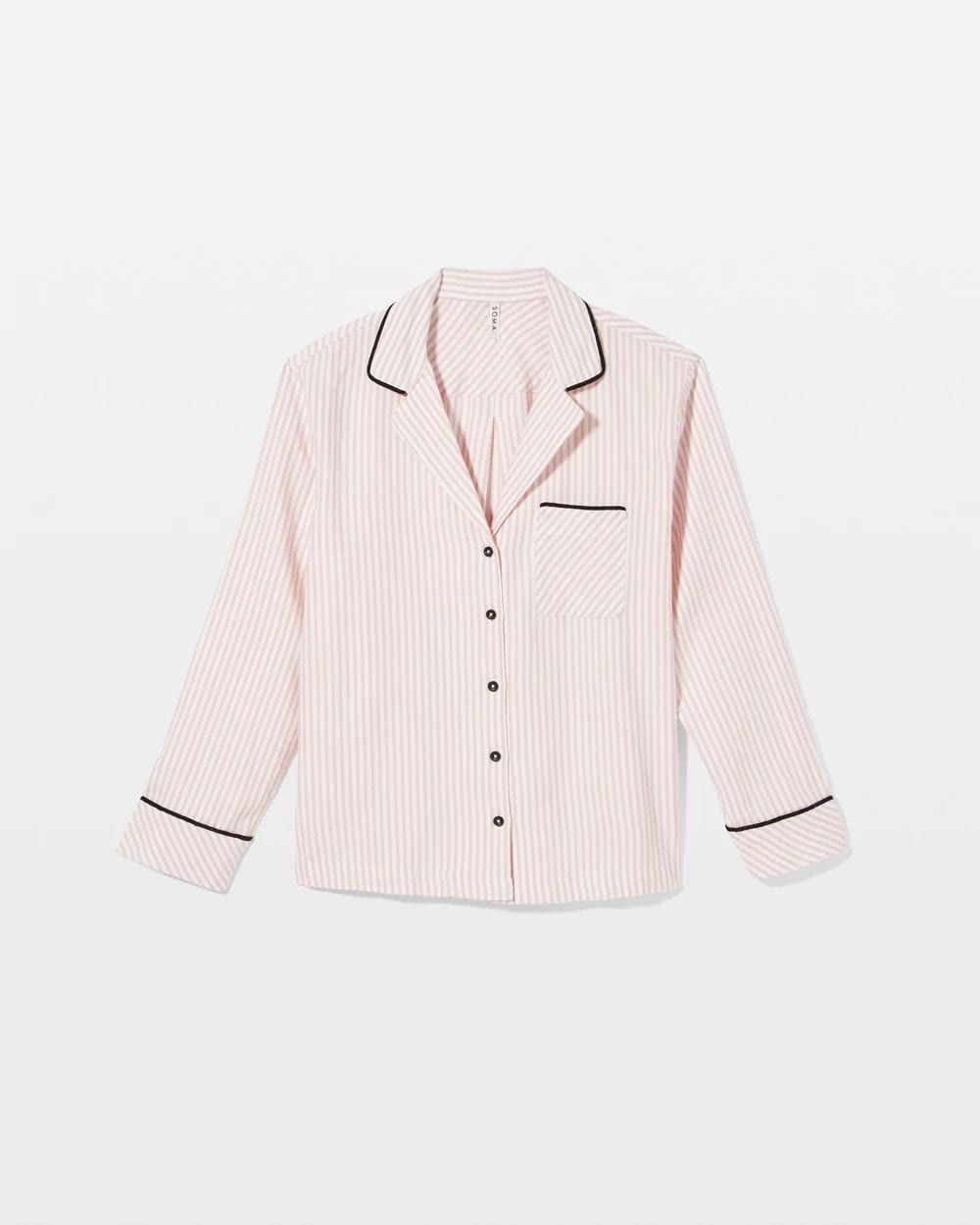 Flannel Long-Sleeve Notch Collar Pajama Top