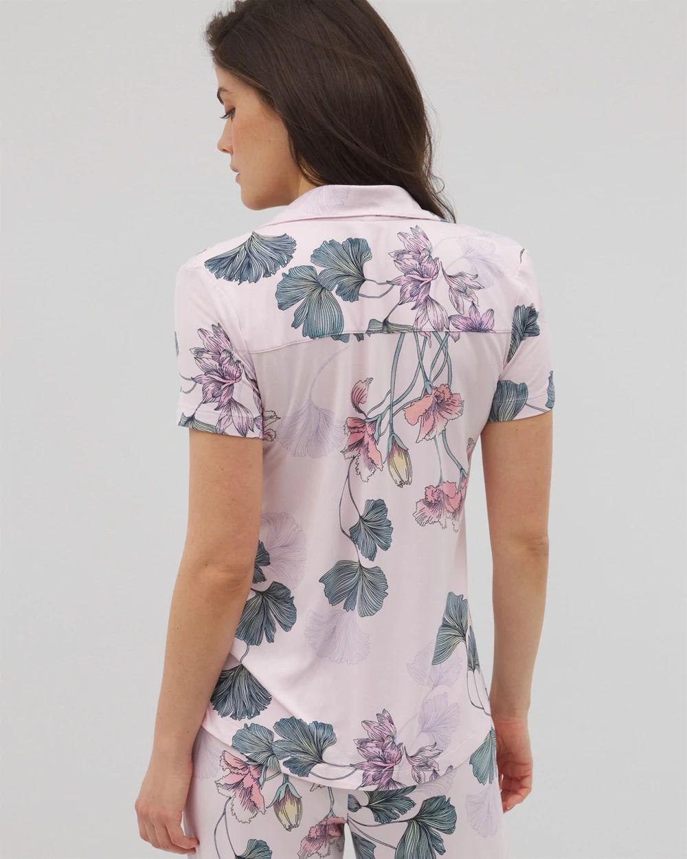 Cool Nights Short Sleeve Notch Collar Pajama Top