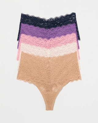 High-Waist Thong Panty with Enchanting Lace 5 Pack