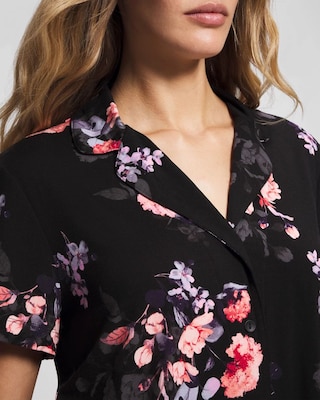 Short Sleeve Notch Collar Pajama Top click to view larger image.