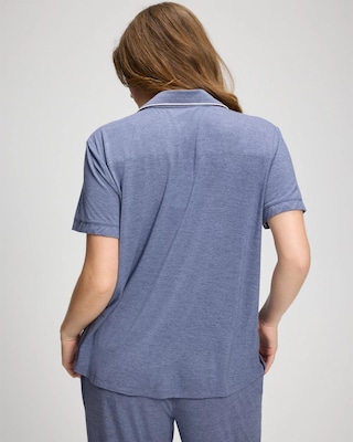 Piped Short Sleeve Notch Collar Pajama Top click to view larger image.