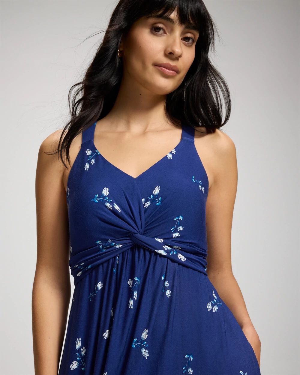 Soft Jersey Twist-Front Maxi Bra Dress