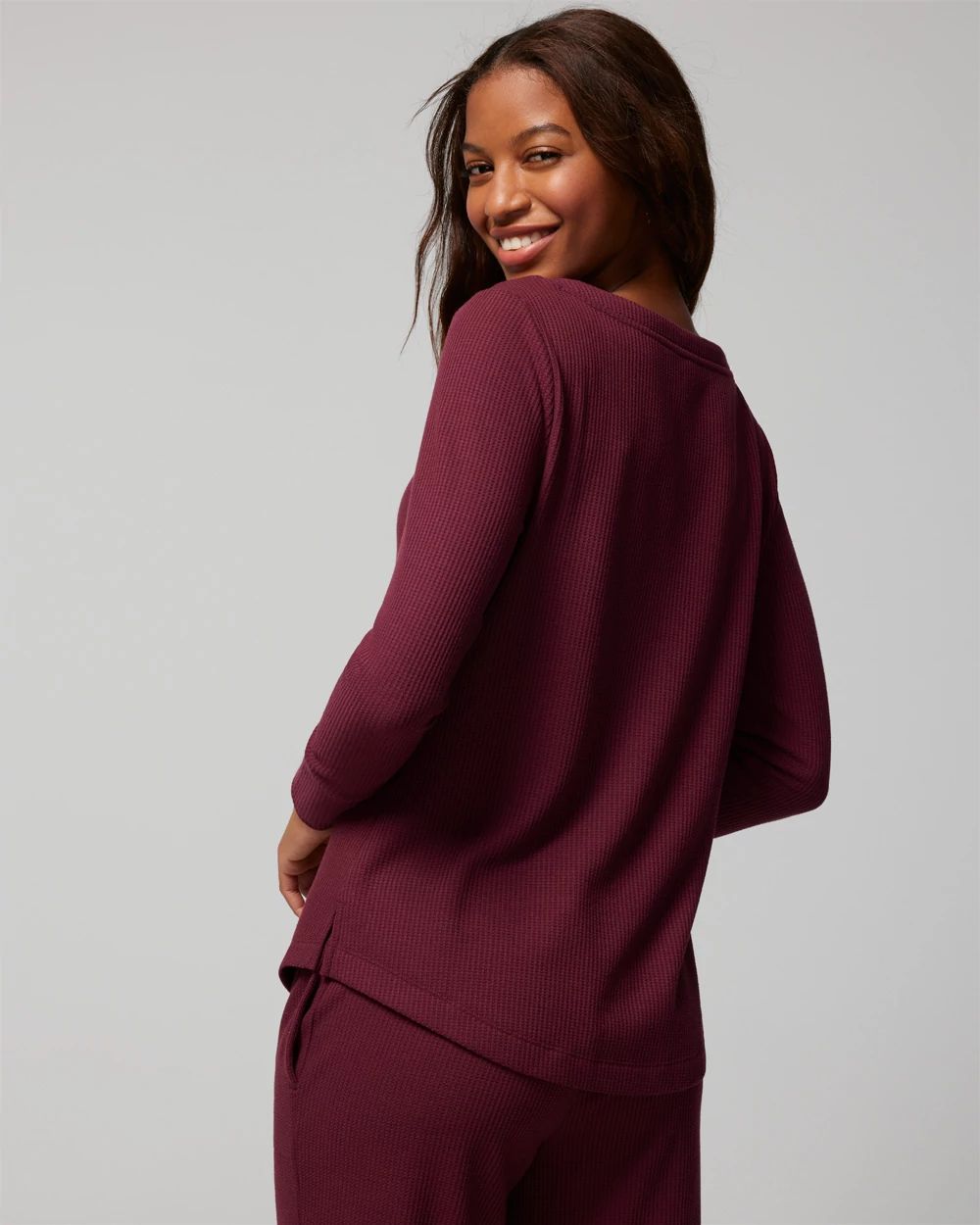 Cozy Waffle Long-Sleeve Pajama Top