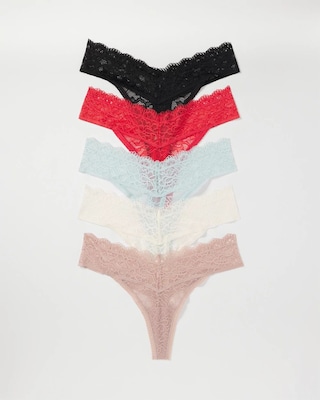Thong Panty with Enchanting Lace 5 Pack