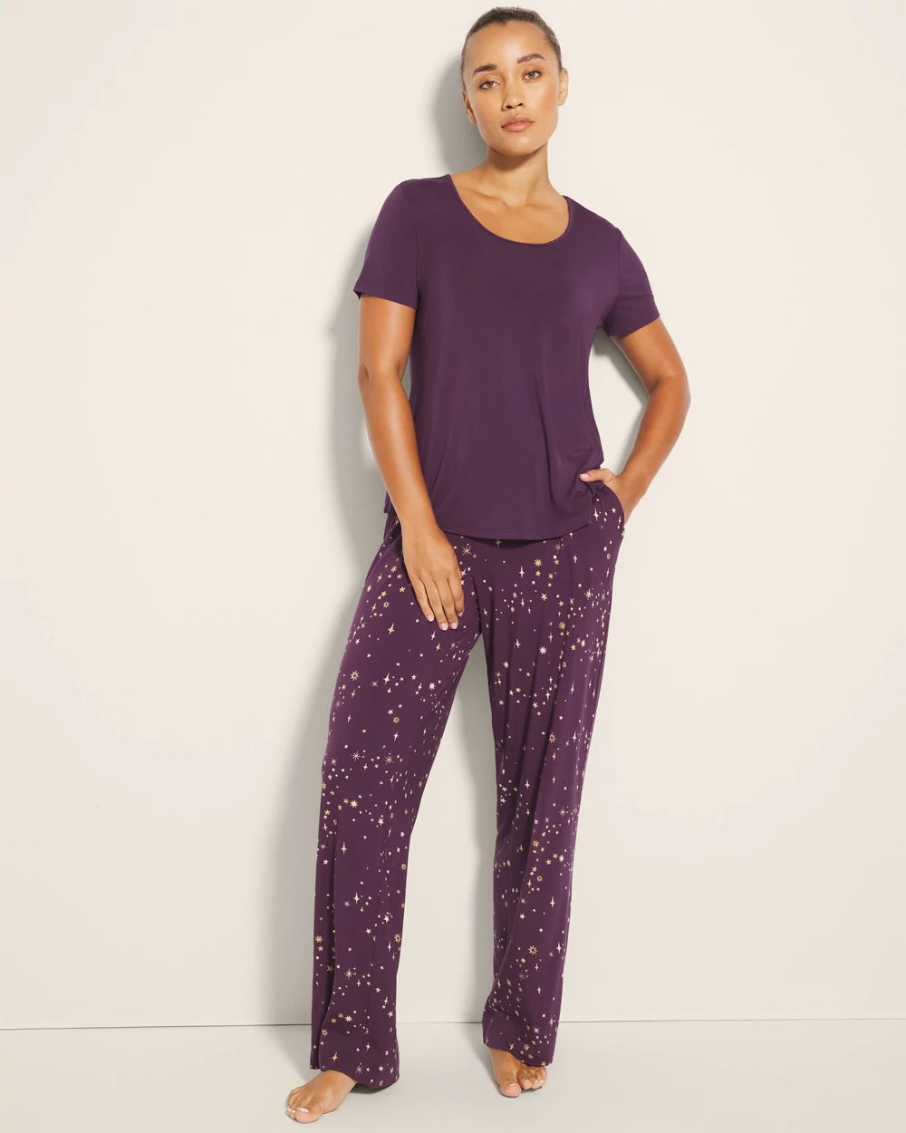 Cool Nights Packaged Short-Sleeve Pant Pajama Set
