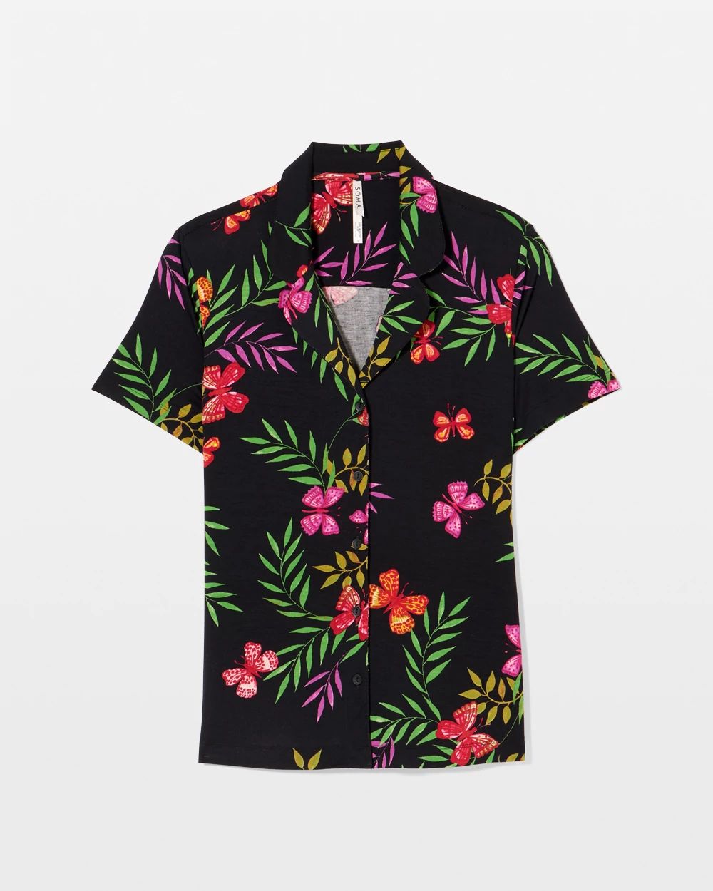 Cool Nights Short Sleeve Notch Collar Pajama Top