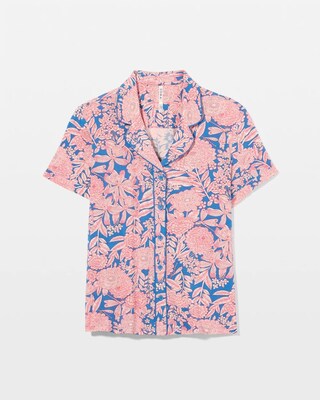 Short Sleeve Notch Collar Pajama Top click to view larger image.